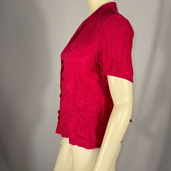 NWT Vintage Magenta Embroidered Short Sleeve Button Down Shirt Size 10 - Picture 2 of 9